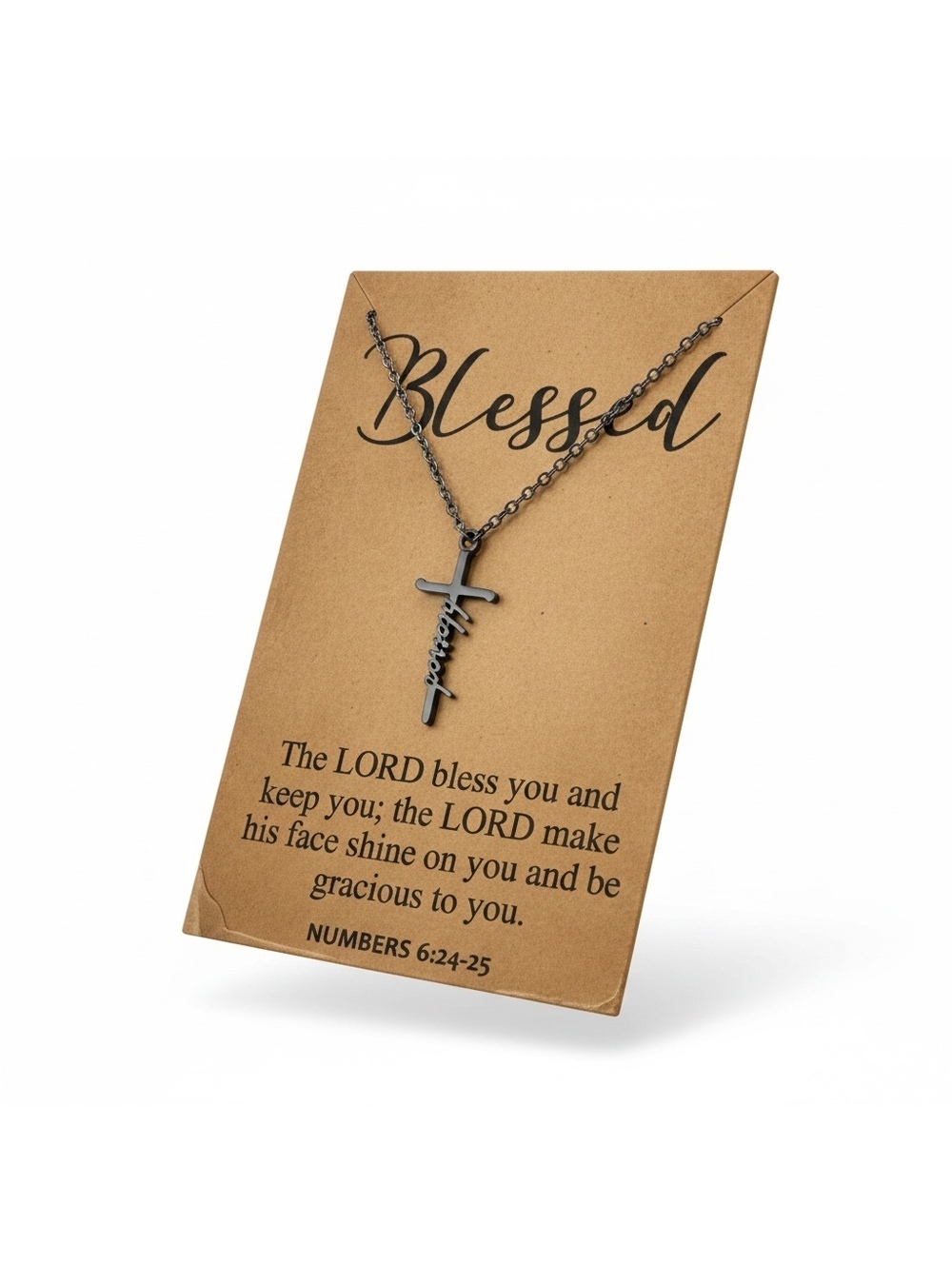 Blessed silver tone faith based necklace